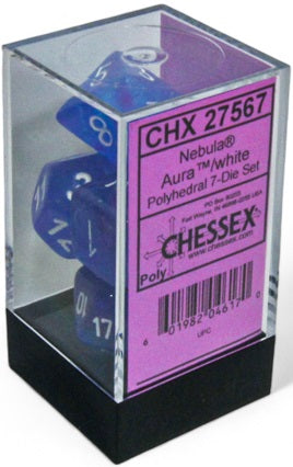 CHESSEX NEBULA 7-DIE SET AURA/WHITE LUMINARY | Impulse Games and Hobbies