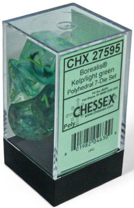 CHESSEX BOREALIS 7-DIE SET KELP/LIGHT GREEN LUMINARY | Impulse Games and Hobbies