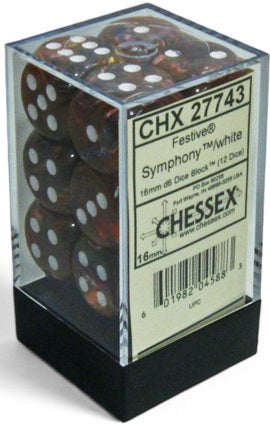 CHESSEX  FESTIVE 12D6 SYMPHONY/WHITE 16MM | Impulse Games and Hobbies