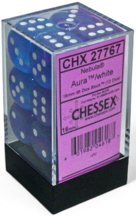 CHESSEX NEBULA 12D6 AURA/WHITE LUMINARY 16MM | Impulse Games and Hobbies