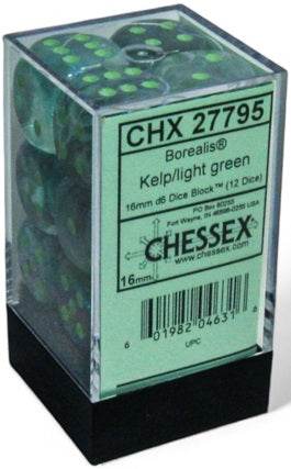 CHESSEX BOREALIS 12D6 KELP/LIGHT GREEN LUMINARY 16MM | Impulse Games and Hobbies