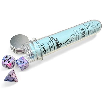 CHESSEX Lab Dice: 7-Die Set Hydrangea/Black | Impulse Games and Hobbies