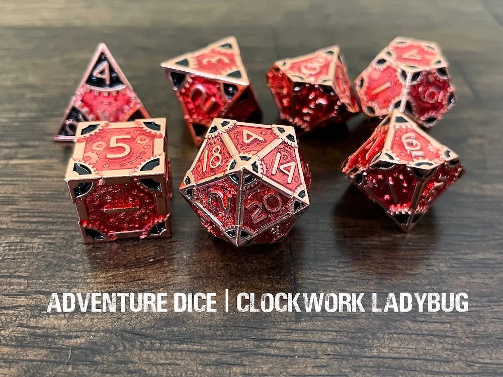 Adventure Dice - Clockwork Ladybug metal dice set | Impulse Games and Hobbies
