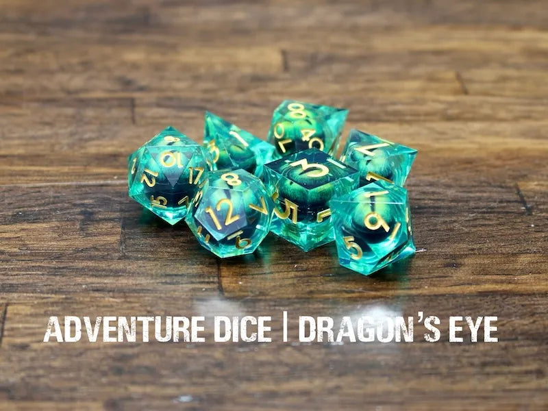 Adventure Dice - Dragon's Eye premium liquid core resin sharp edge dice set | Impulse Games and Hobbies