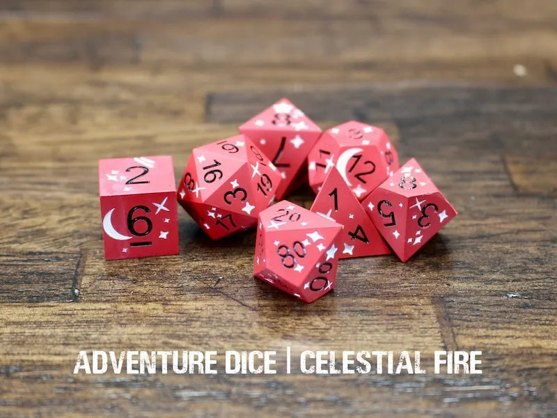 Adventure Dice - Celestial Fire premium dice set | Impulse Games and Hobbies