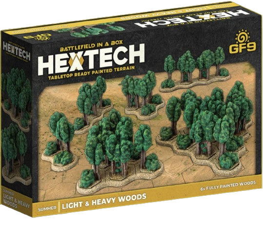 BATTLEFIELD IN A BOX: HEXTECH SUMMER LIGHT & HEAVY WOODS (X6 GREEN) | Impulse Games and Hobbies