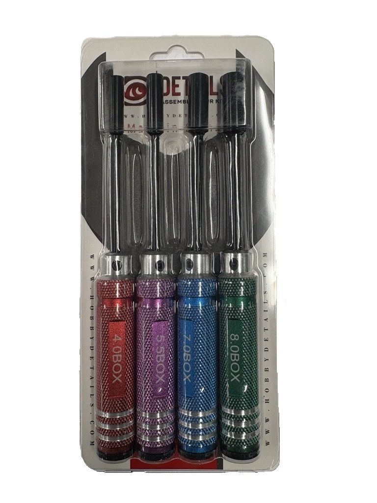 Hobby Details Nut Drivers, Multi Coloured - 4.0, 5.5, 7.0, 8.0 | Impulse Games and Hobbies