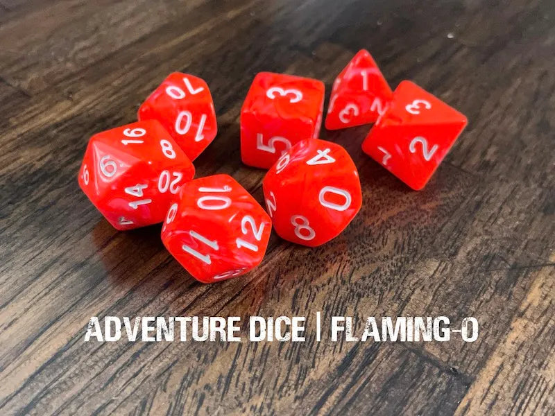 Adventure Dice - Flaming-O dice set | Impulse Games and Hobbies