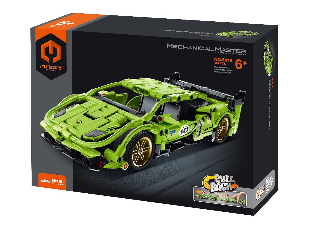 iM.Master Pull back - Super Car, Green - 457 pcs | Impulse Games and Hobbies