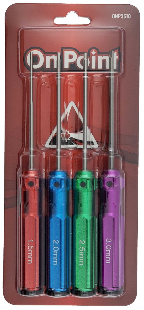 On Point Hex Screwdrivers (4) Size: 1.5mm, 2.0mm, 2.5mm, 3.0mm | Impulse Games and Hobbies