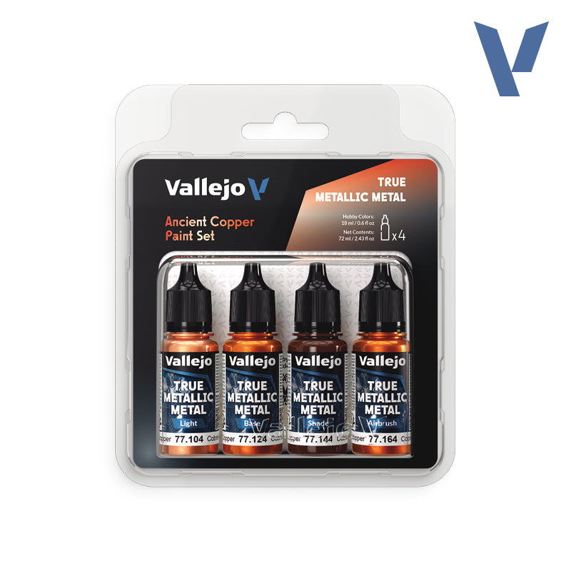 VALLEJO TRUE METALLIC METAL ANCIENT COPPER COLOUR SET (4 x 18ML) | Impulse Games and Hobbies