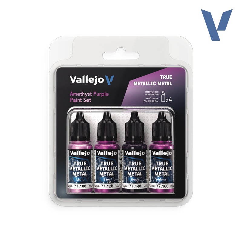 VALLEJO TRUE METALLIC METAL AMETHYST PURPLE COLOUR SET (4 x 18ML) | Impulse Games and Hobbies