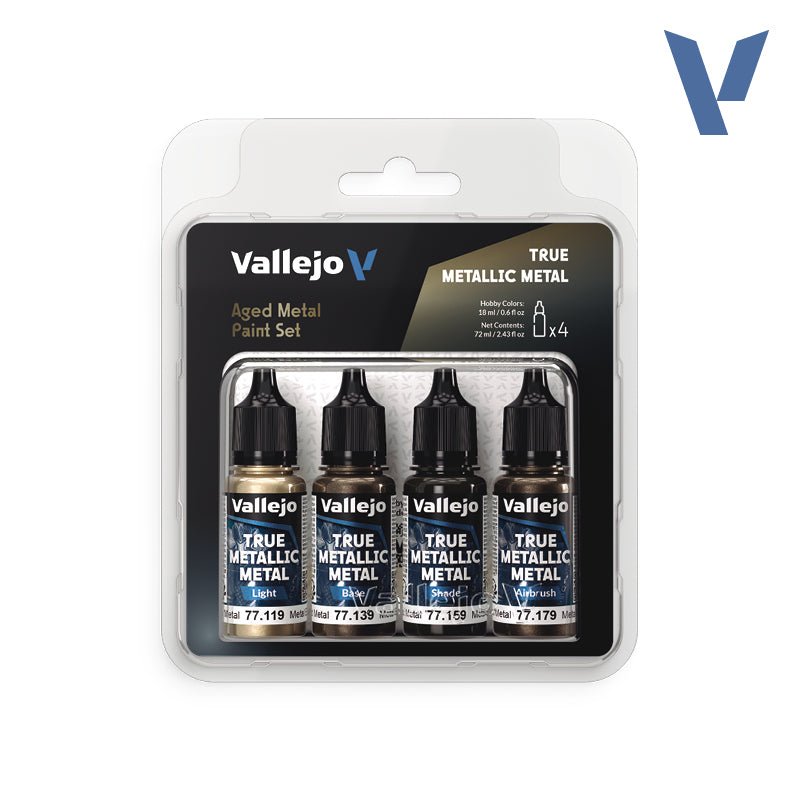 VALLEJO TRUE METALLIC METAL AGED METAL COLOUR SET (4 x 18ML) | Impulse Games and Hobbies
