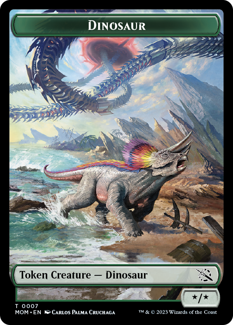 Soldier // Dinosaur Double-Sided Token [March of the Machine Tokens] | Impulse Games and Hobbies