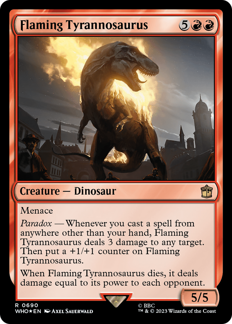 Flaming Tyrannosaurus (Surge Foil) [Doctor Who] | Impulse Games and Hobbies