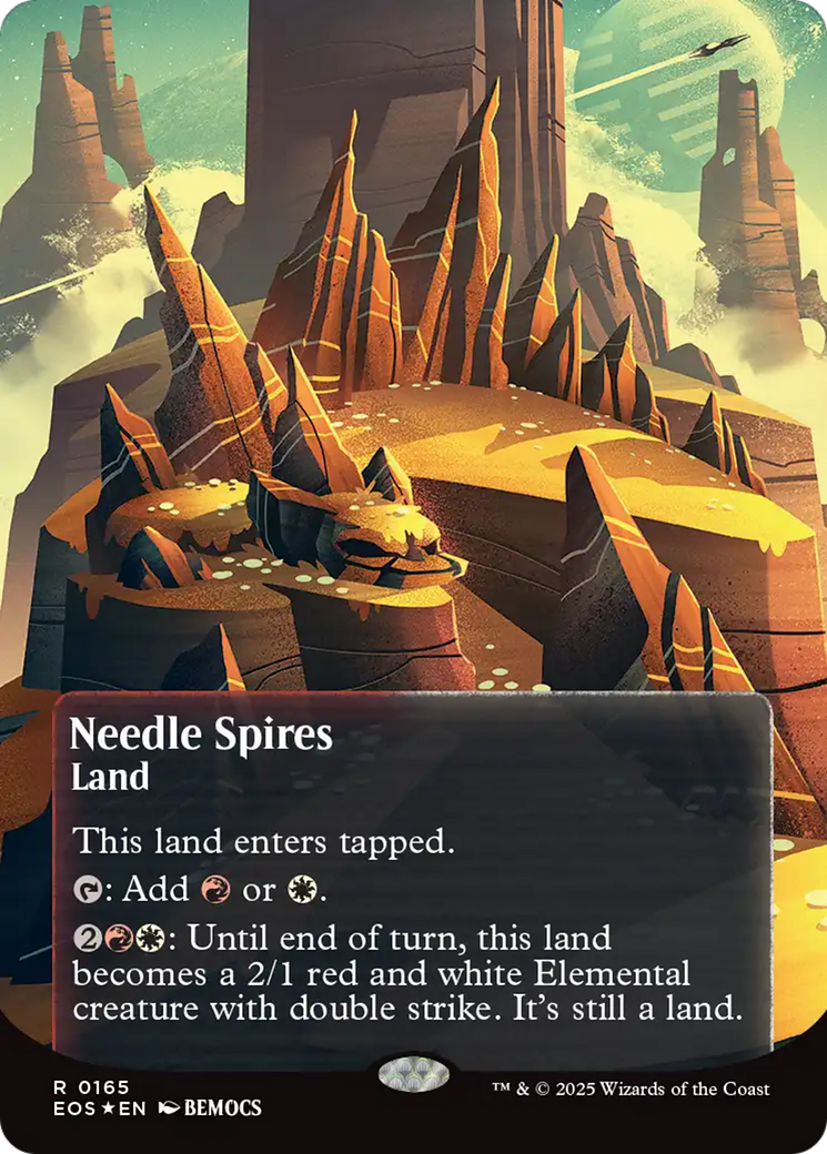 Needle Spires (0165) (Borderless) (Galaxy Foil) [Edge of Eternities: Stellar Sights] | Impulse Games and Hobbies