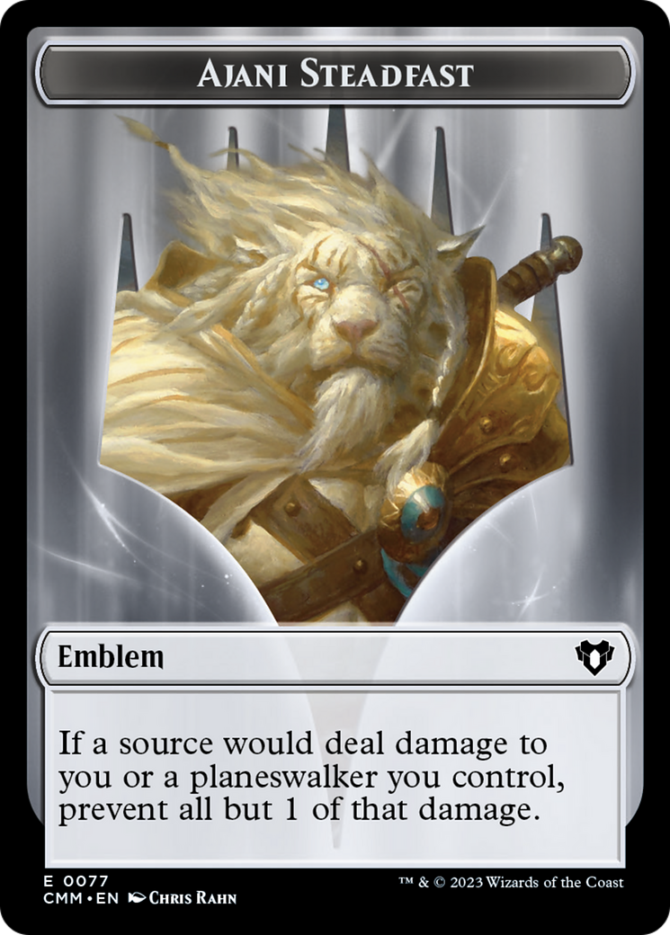 Ajani Steadfast Emblem // Wizard Double-Sided Token [Commander Masters Tokens] | Impulse Games and Hobbies