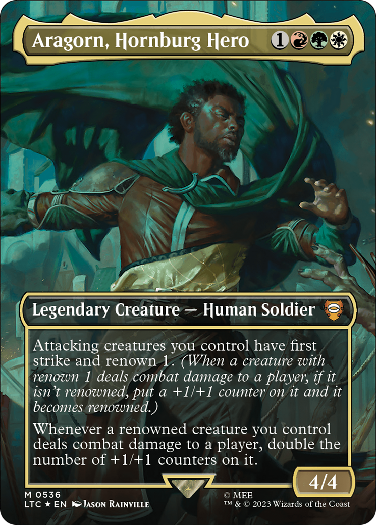 Aragorn, Hornburg Hero (Borderless) (Surge Foil) [The Lord of the Rings: Tales of Middle-Earth Commander] | Impulse Games and Hobbies