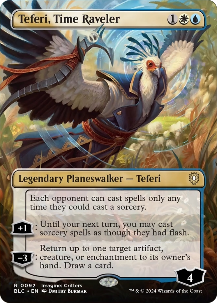 Teferi, Time Raveler (Borderless) [Bloomburrow Commander] | Impulse Games and Hobbies