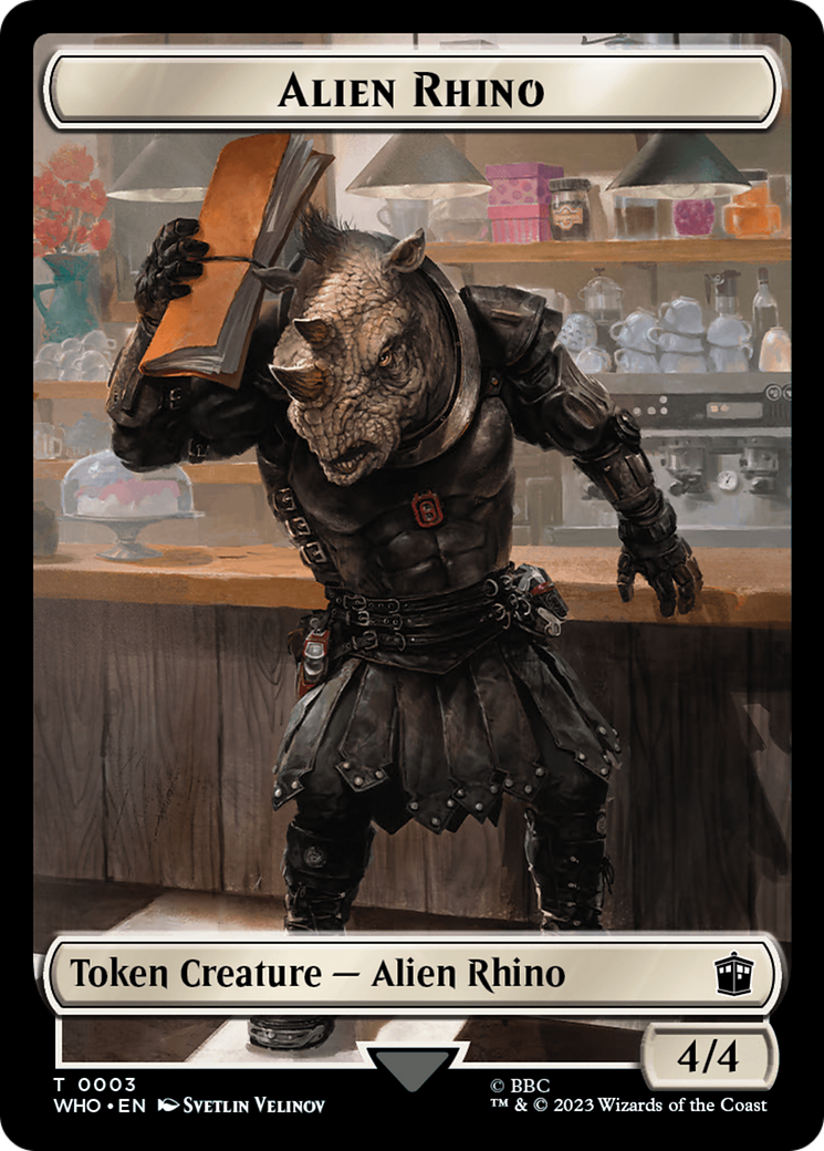 Alien Rhino // Alien Salamander Double-Sided Token (Surge Foil) [Doctor Who Tokens] | Impulse Games and Hobbies