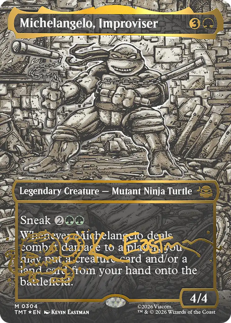 Michelangelo, Improviser (Borderless) (Gold-Stamped Signature) [Teenage Mutant Ninja Turtles] | Impulse Games and Hobbies