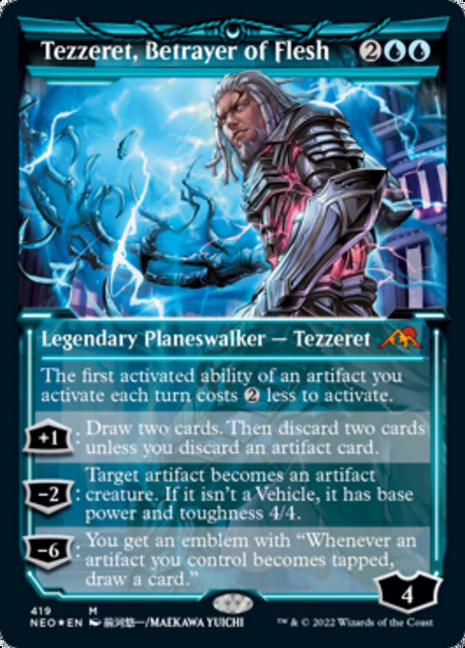 Tezzeret, Betrayer of Flesh (Showcase) (Foil Etched) [Kamigawa: Neon Dynasty] | Impulse Games and Hobbies