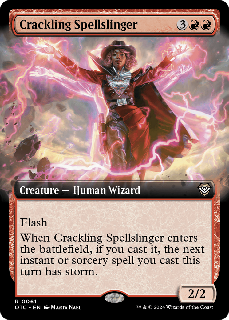 Crackling Spellslinger (Extended Art) [Outlaws of Thunder Junction Commander] | Impulse Games and Hobbies