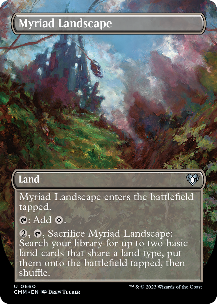 Myriad Landscape (Borderless Alternate Art) [Commander Masters] | Impulse Games and Hobbies