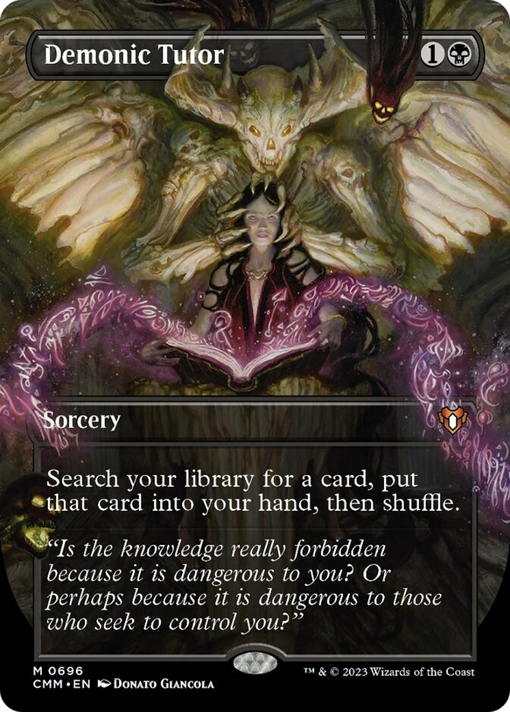 Demonic Tutor (Borderless Alternate Art) [Commander Masters] | Impulse Games and Hobbies