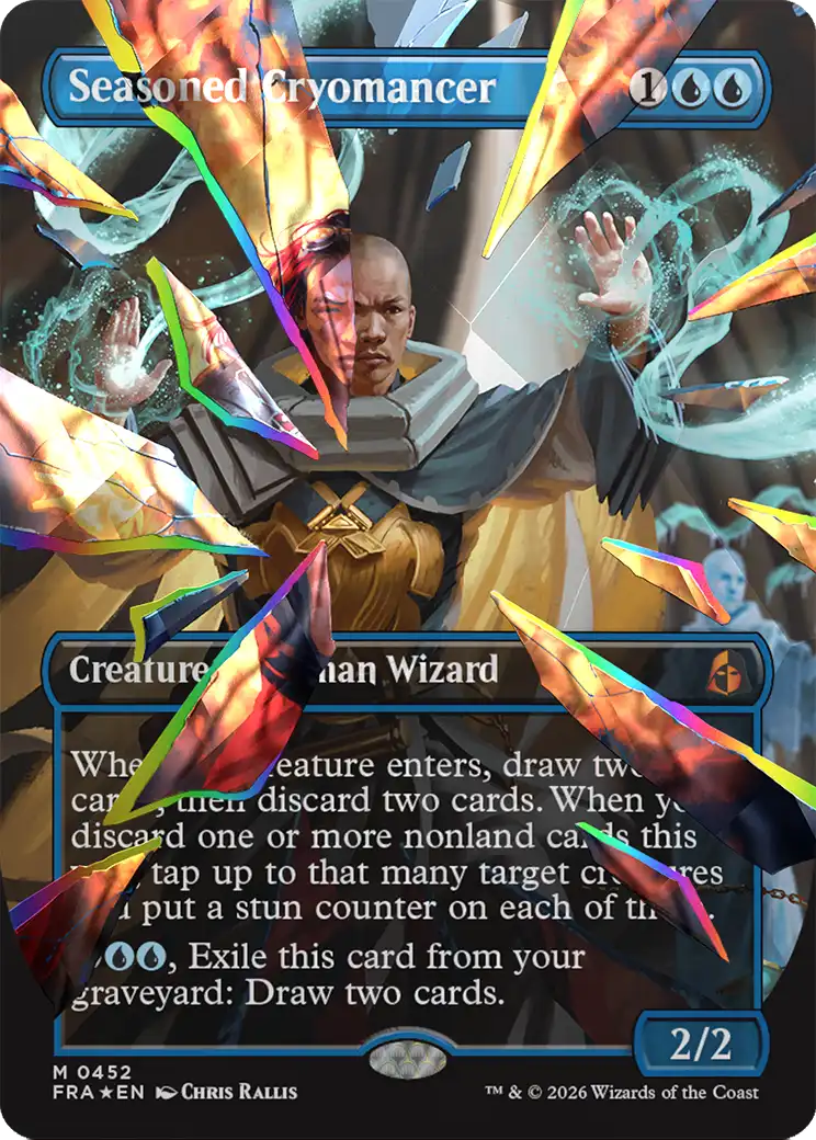 Seasoned Cryomancer (Borderless) (Facet Foil) (0452) [Reality Fracture] | Impulse Games and Hobbies
