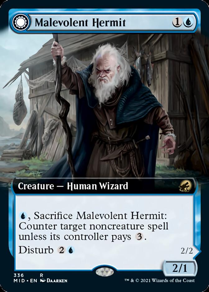 Malevolent Hermit // Benevolent Geist (Extended Art) [Innistrad: Midnight Hunt] | Impulse Games and Hobbies