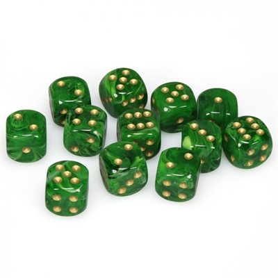 CHESSEX 12D6 VORTEX GREEN/GOLD 16MM | Impulse Games and Hobbies