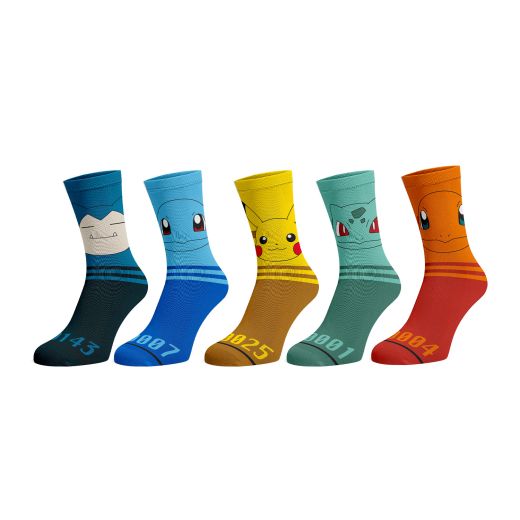 Pokemon Faces With Pokedex Numbers Men's 5-Pair Casual Crew Socks | Impulse Games and Hobbies