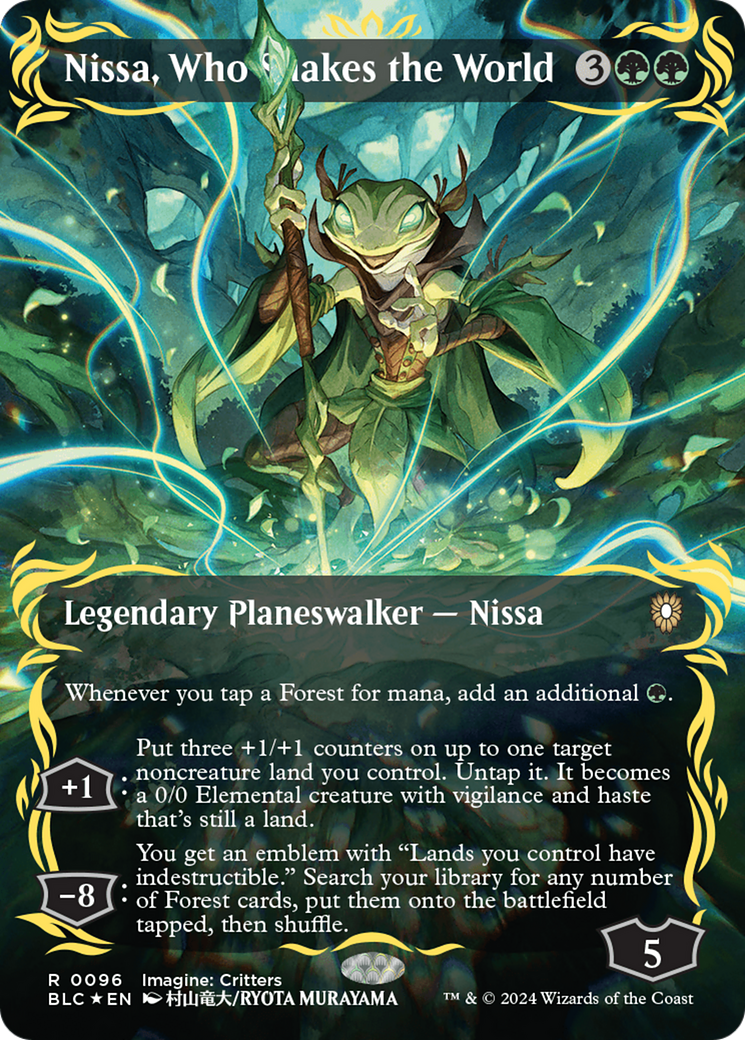 Nissa, Who Shakes the World (Borderless) (Raised Foil) [Bloomburrow Commander] | Impulse Games and Hobbies