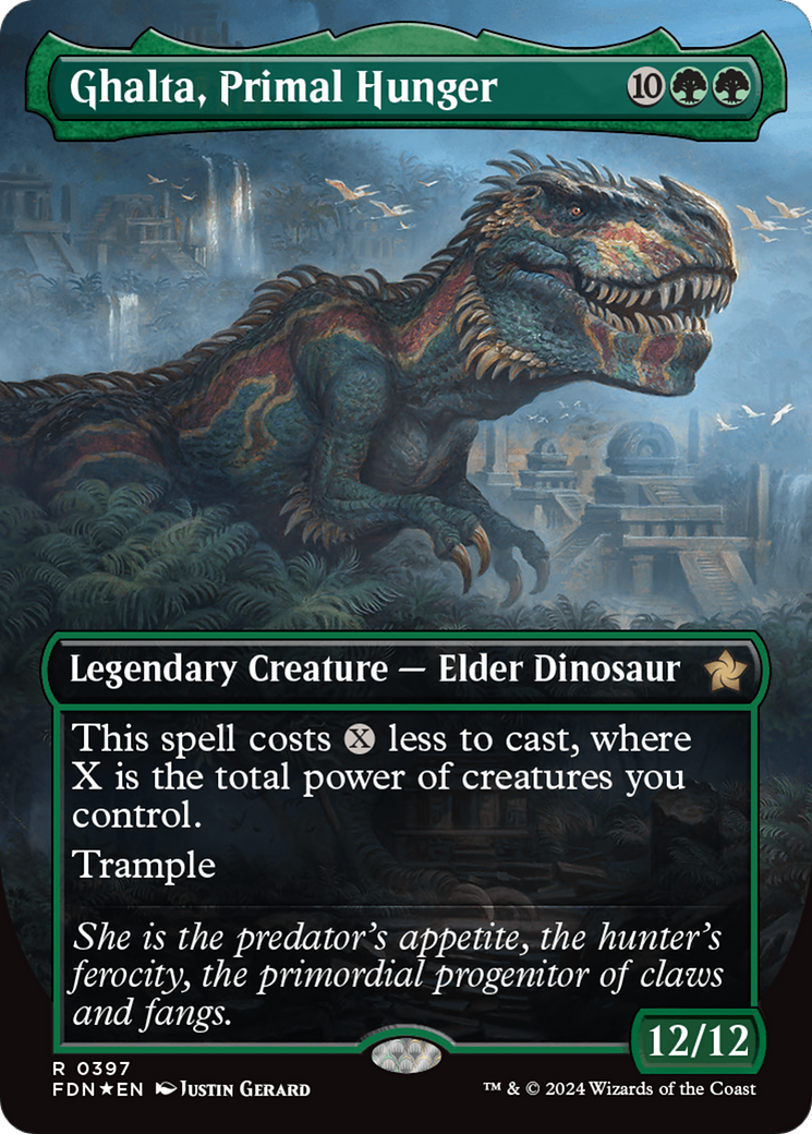 Ghalta, Primal Hunger (Borderless) (Mana Foil) [Foundations] | Impulse Games and Hobbies