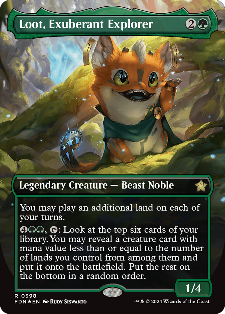 Loot, Exuberant Explorer (Borderless) (Mana Foil) [Foundations] | Impulse Games and Hobbies