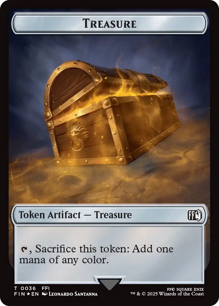 Foretell // Treasure Double-Sided Token (Surge Foil) [FINAL FANTASY Commander Tokens] | Impulse Games and Hobbies