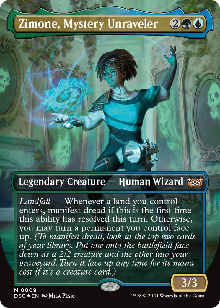 Zimone, Mystery Unraveler (Borderless) [Duskmourn: House of Horror Commander] | Impulse Games and Hobbies