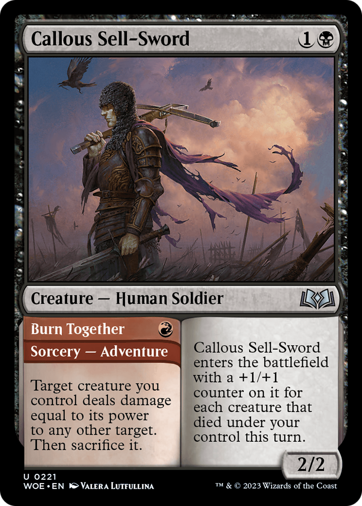 Callous Sell-Sword // Burn Together [Wilds of Eldraine] | Impulse Games and Hobbies