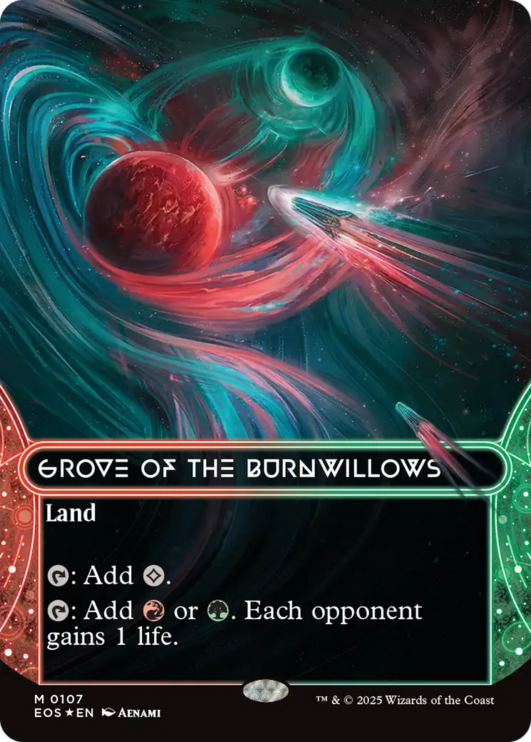 Grove of the Burnwillows (0107) (Borderless) (Galaxy Foil) [Edge of Eternities: Stellar Sights] | Impulse Games and Hobbies