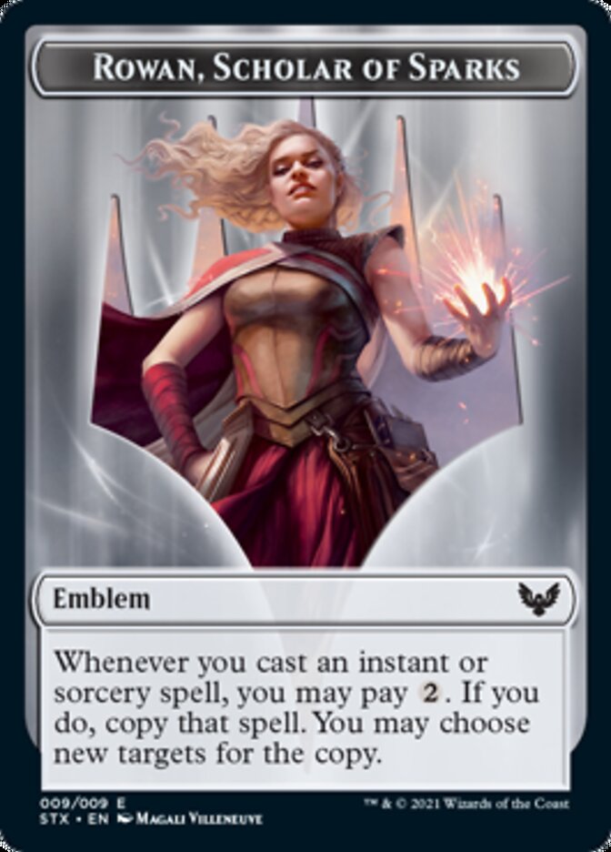 Fractal // Rowan, Scholar of Sparks Emblem Double-Sided Token [Strixhaven: School of Mages Tokens] | Impulse Games and Hobbies
