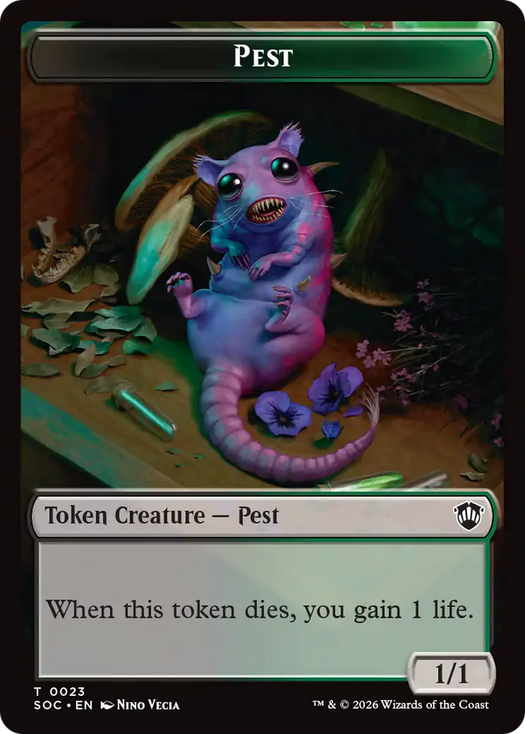 Saproling // Pest (0023) Double-Sided Token [Secrets of Strixhaven Commander Tokens] | Impulse Games and Hobbies