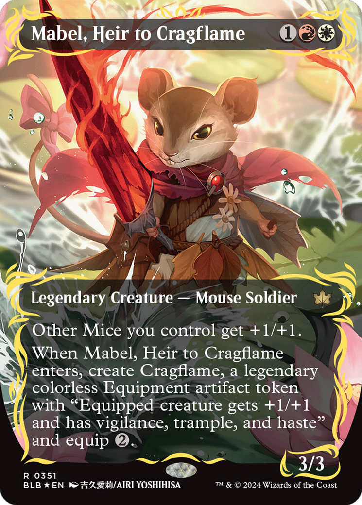 Mabel, Heir to Cragflame (Borderless) (Raised Foil) [Bloomburrow] | Impulse Games and Hobbies