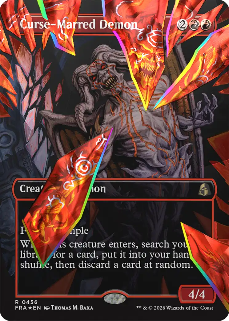 Curse-Marred Demon (Borderless) (Facet Foil) [Reality Fracture] | Impulse Games and Hobbies