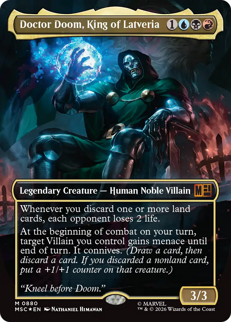 Doctor Doom, King of Latveria (Borderless) (Surge Foil) [Marvel Super Heroes Commander] | Impulse Games and Hobbies