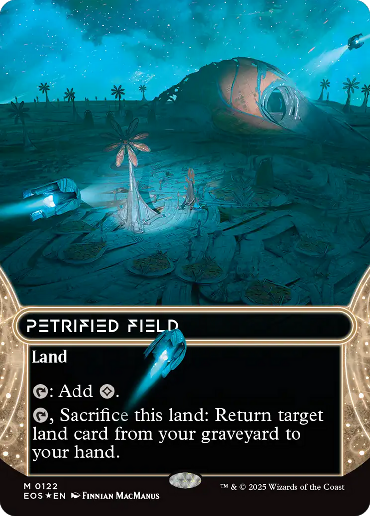 Petrified Field (0122) (Borderless) (Galaxy Foil) [Edge of Eternities: Stellar Sights] | Impulse Games and Hobbies