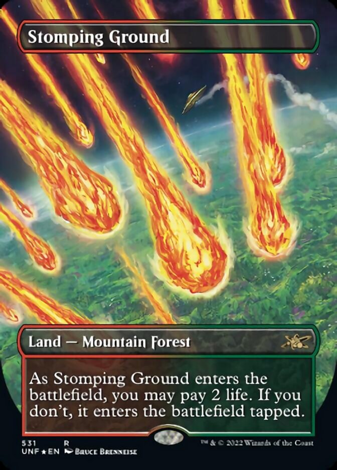 Stomping Ground (Borderless) (Galaxy Foil) [Unfinity] | Impulse Games and Hobbies