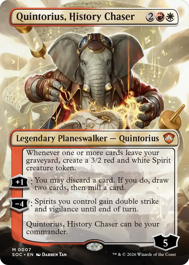 Quintorius, History Chaser (Borderless) [Secrets of Strixhaven Commander] | Impulse Games and Hobbies