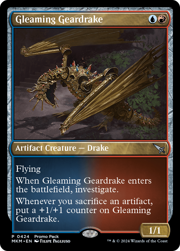 Gleaming Geardrake (Promo Pack) [Murders at Karlov Manor Promos] | Impulse Games and Hobbies