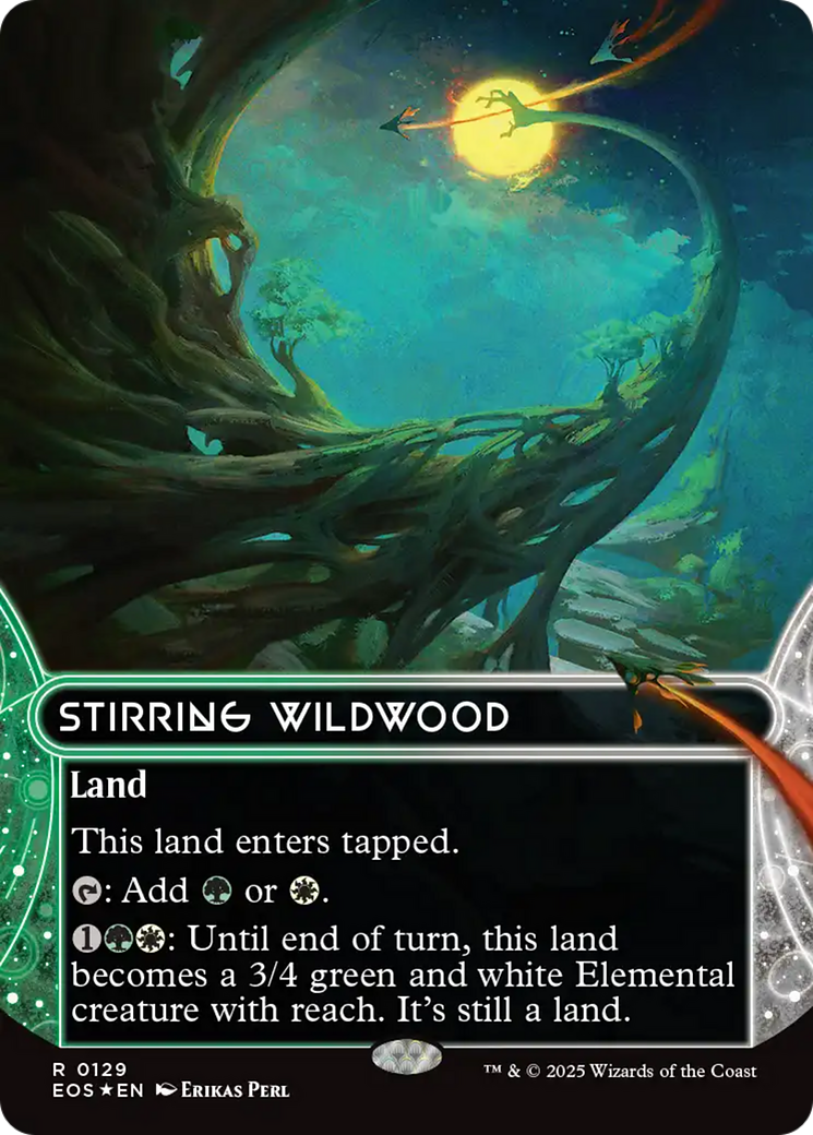 Stirring Wildwood (0129) (Borderless) (Galaxy Foil) [Edge of Eternities: Stellar Sights] | Impulse Games and Hobbies